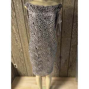 Elegant Silver Custom Hand Made Boatneck Dress Large